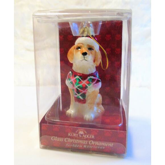 Kurt Adler Blown Glass Dog Ornament Golden Lab Retriever Christmas Figurine New - Picture 4 of 4